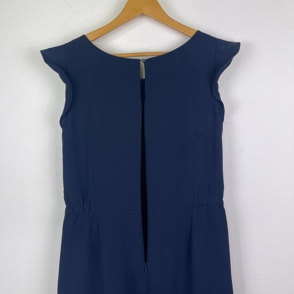 Talbots Stretch Crepe Jumpsuit Navy Blue Cap Sleeve Wide Leg Women's Size 10 - Picture 6 of 11